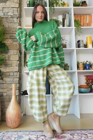 Big Softie Stripe Funnel Grunge Knit Jade /8=